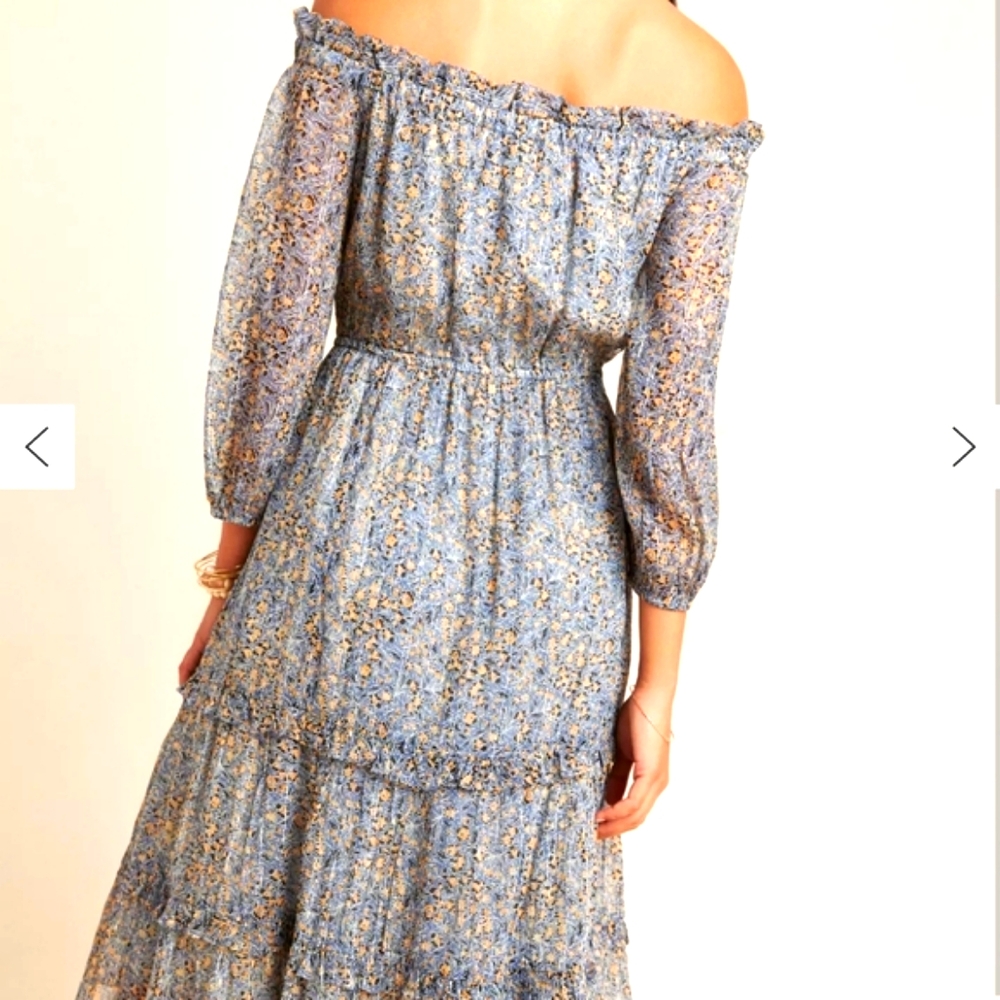 Anthropologe Dress Size 6 Peasant Off the Shoulder Midi Dress NWOT - Picture 3 of 12